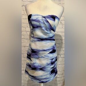 Outback Red Strapless Blue & White Tie Dye Bandage Dress Size 2